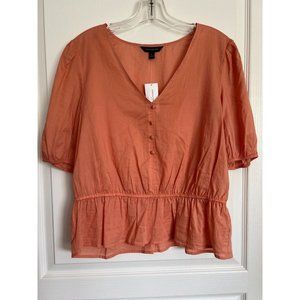 Women's L Banana Republic Bohemee Button Coral Cropped Top